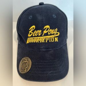Vintage Beer Pong Champion Baseball Cap Black Bottle Opener Graphic Embroidery